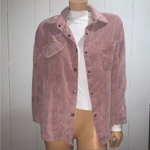 Elegant Pink Corduroy Button Down Shirt